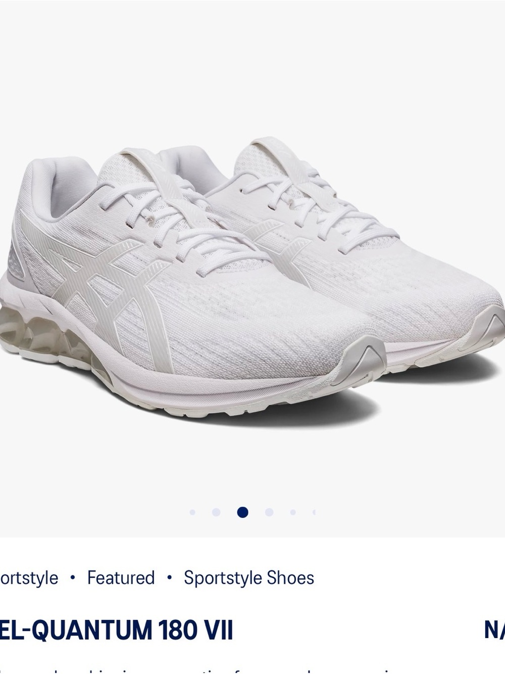 Asics White GEL-Quantum 180 VII Lightweight Running Sneakers